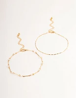 Gold Freshwater Pearl Anklet Pack