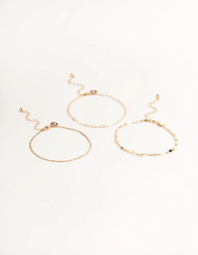 Gold Linked Diamond Anklet Pack