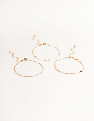 Gold Linked Diamond Anklet Pack