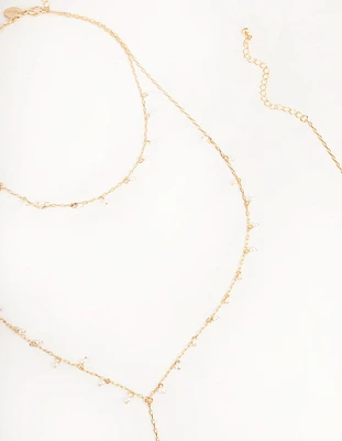 Gold Dainty Pearl Body Chain