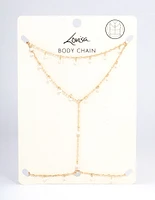 Gold Dainty Pearl Body Chain