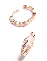 Rose Gold Diamante Row Huggie Earrings