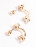 Gold Diamante Pear Ear Jacket Earring