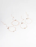 Rose Gold Butterfly Jingle Bracelet & Anklet 4-Pack Set