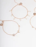 Rose Gold Butterfly Jingle Bracelet & Anklet 4-Pack Set