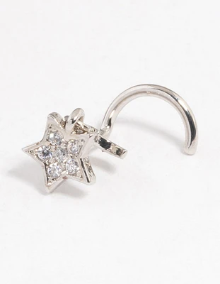 Rhodium Surgical Steel Star Nose Stud