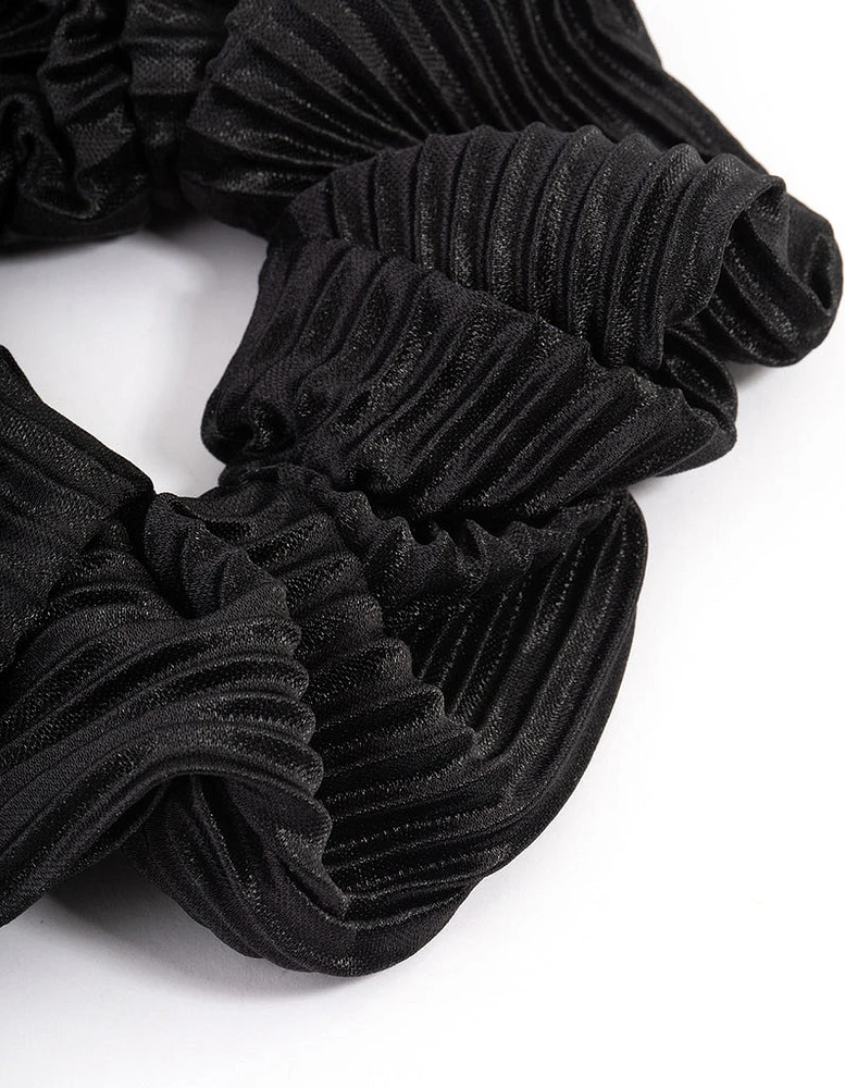 Fabric Plisse Black Scrunchie