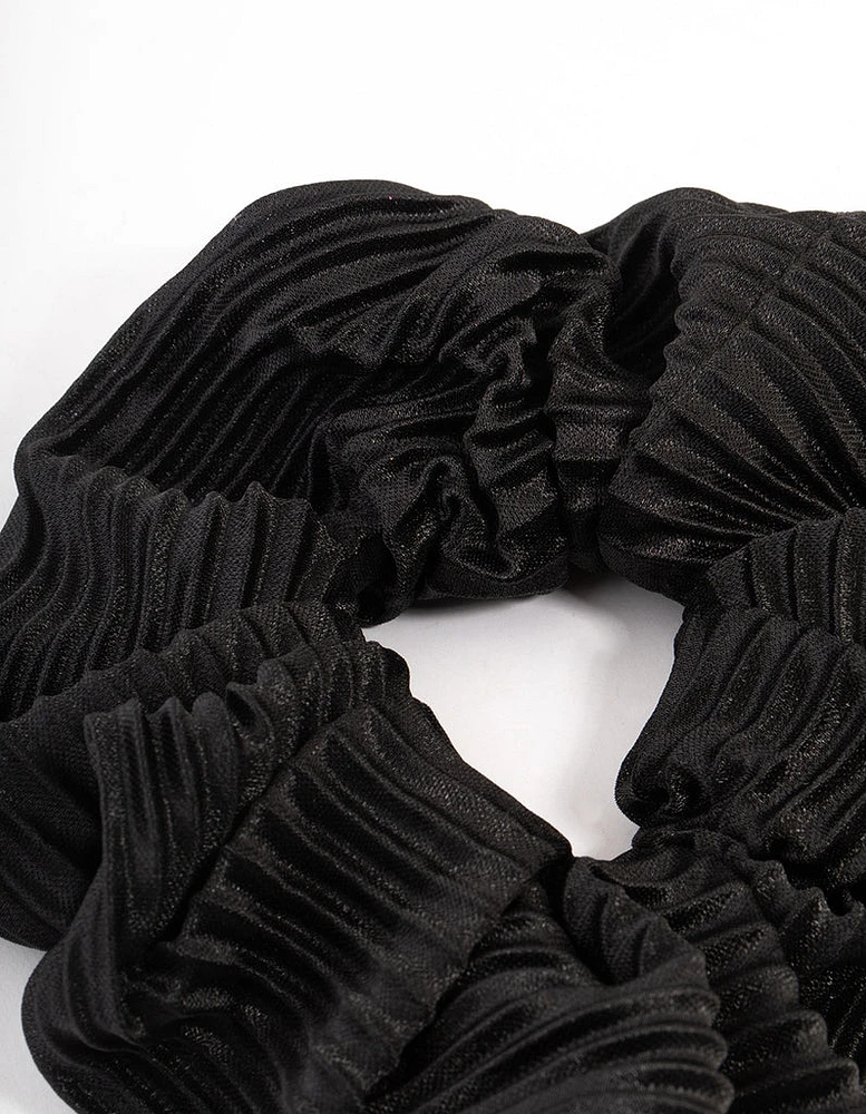 Fabric Plisse Black Scrunchie