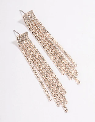 Rose Gold Straight Five Strang Drop Earrings