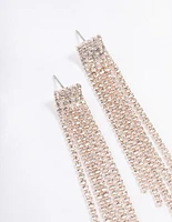 Rose Gold Straight Five Strang Drop Earrings