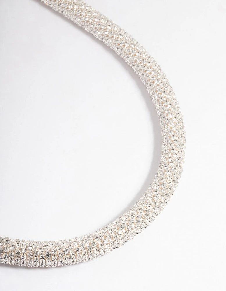 Silver Diamante Mesh Necklace