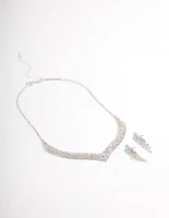 Silver DIamante Pointed Jewellery Set