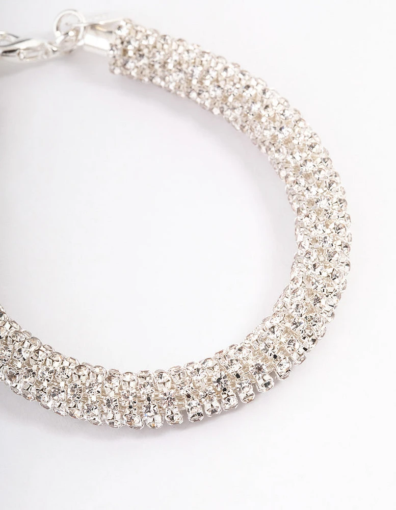 Silver Diamante Mesh Bracelet