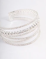 Silver Criss Cross Cupchain Cuff Bangle