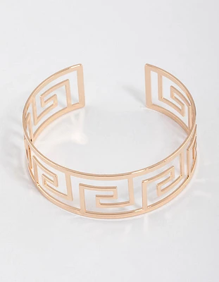 Gold Greek Pattern Cuff Bangle