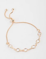 Gold Circle Glass Stone Toggle Bracelet