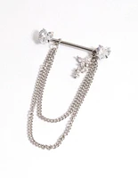 Surgical Steel Cubic Zirconia Chain Nipple Piercing