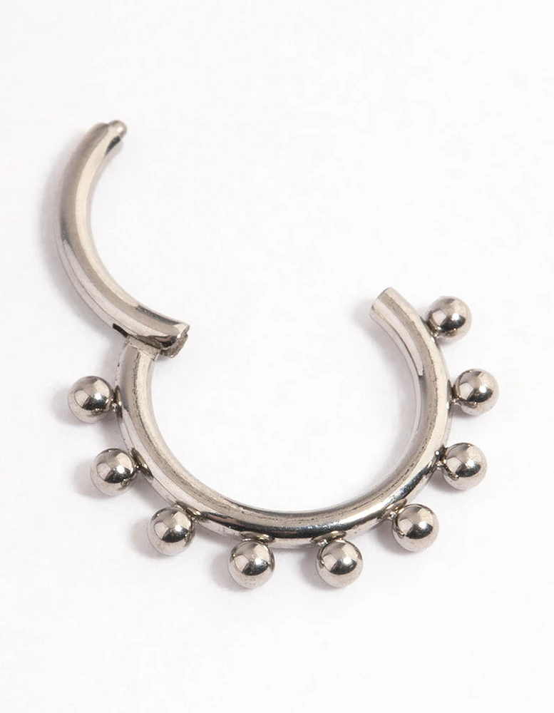 Rhodium Surgical Steel Clicker Ring 8mm