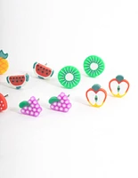 Kids Bright Fimo Fruit Stud Earrings 6-Pack