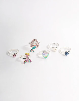 Kids Mermaid & Pearl Ring 6-Pack