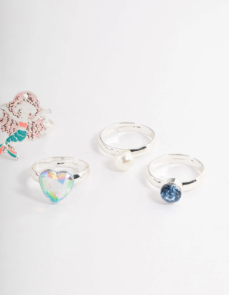 Kids Mermaid & Pearl Ring 6-Pack