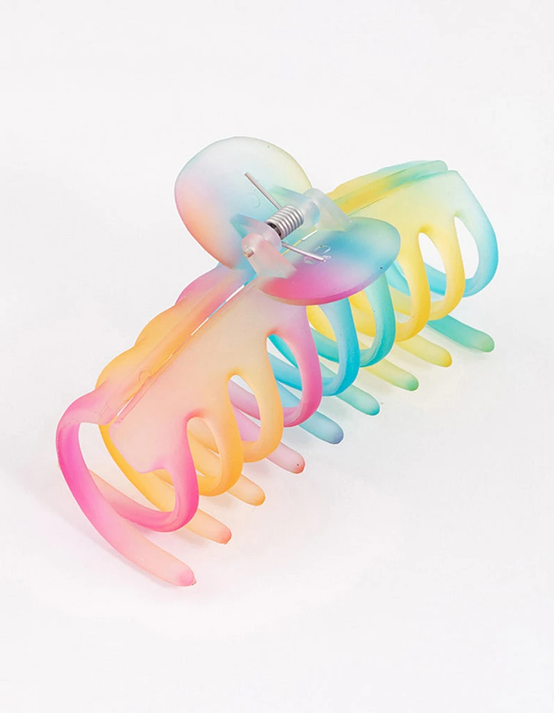 Kids Bright Rainbow Barrell Claw Clip