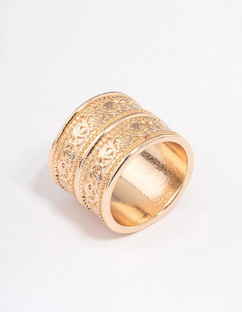 Gold Double Stack Filigree Ring