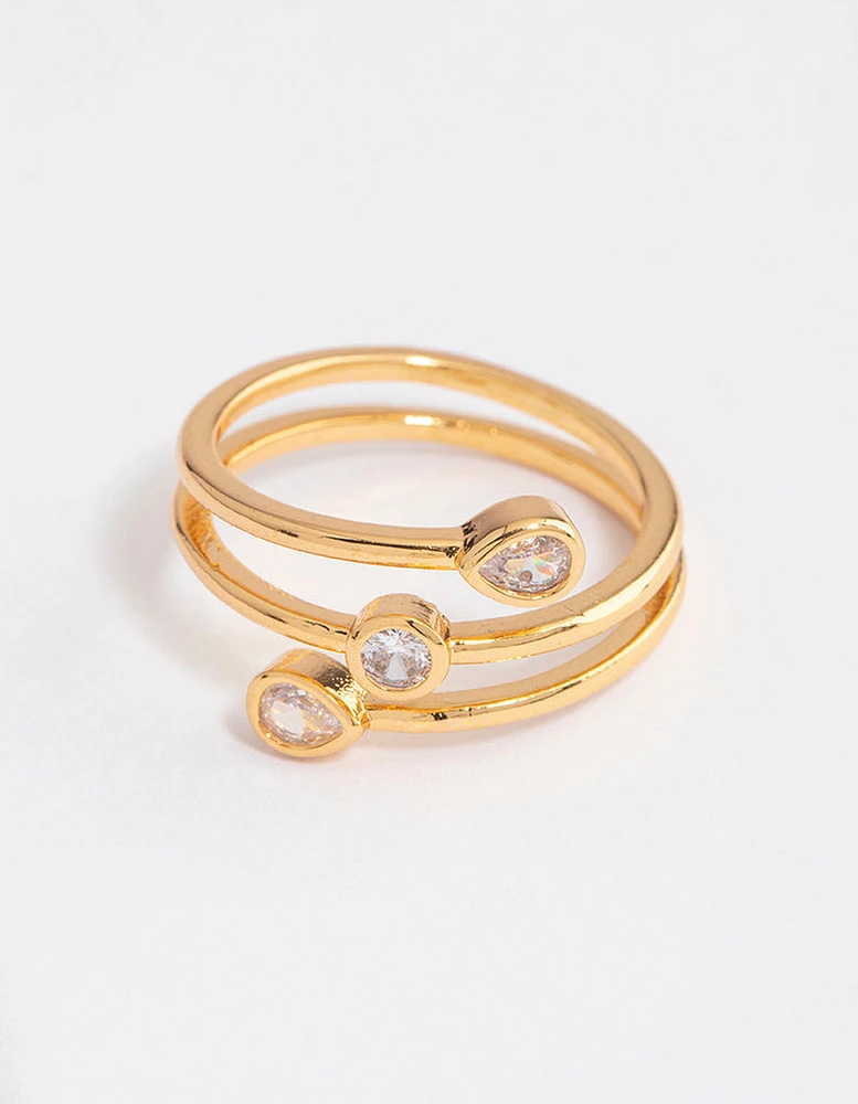 Gold Plated Multi Shape Tier Ring