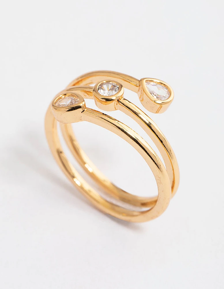 Gold Plated Multi Shape Tier Ring