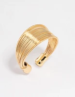 Gold Plated Textured Row Ring