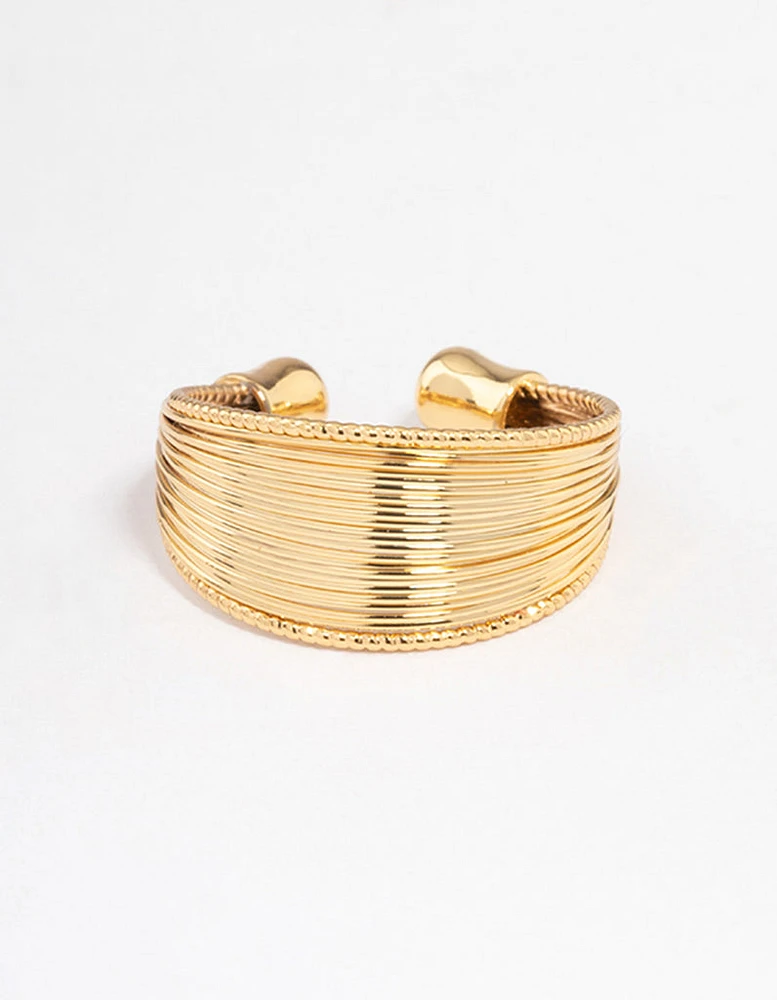 Gold Plated Textured Row Ring