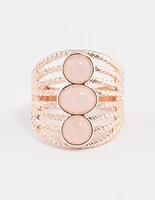 Rose Gold Vertical Triple Stone Ring