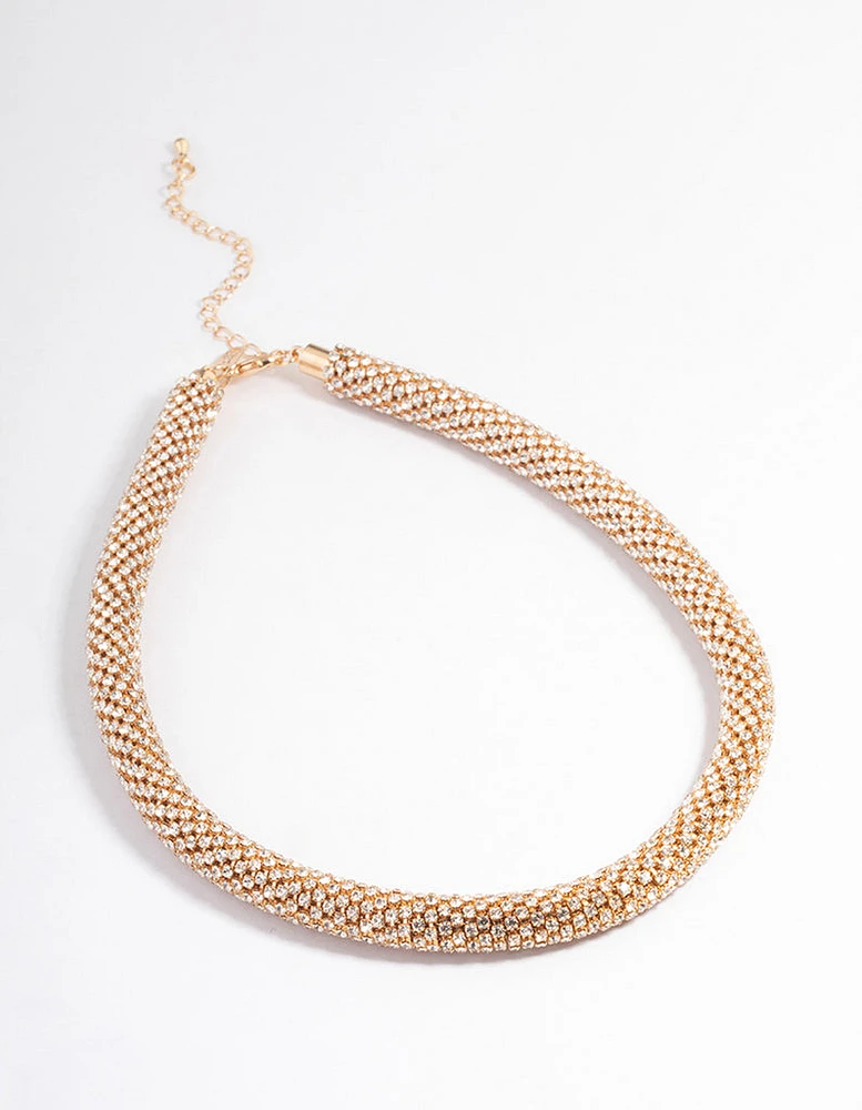 Gold Diamante Mesh Necklace