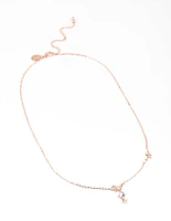 Rose Gold Dainty Butterfly & Diamante Necklace