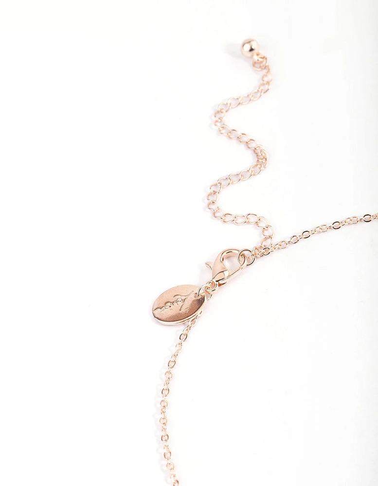 Rose Gold Dainty Butterfly & Diamante Necklace