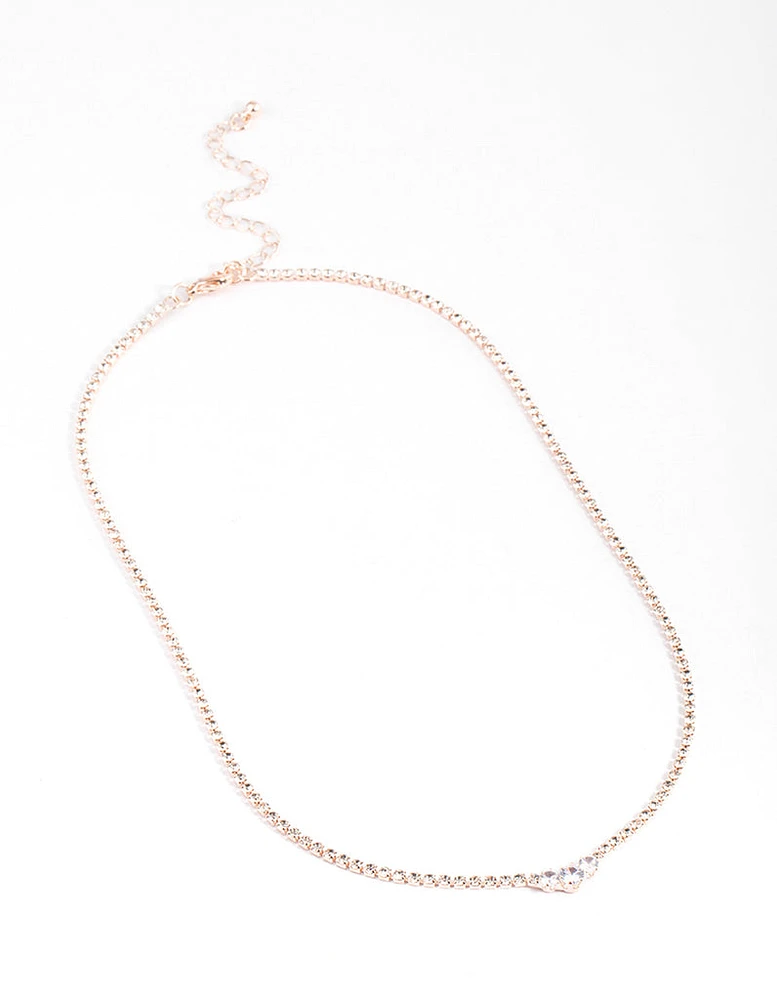 Rose Gold Cupchain Diamante Necklace