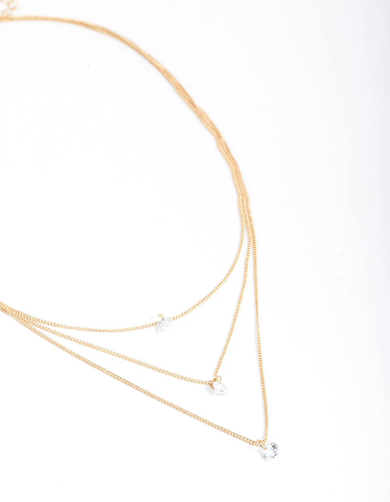 Gold Classic Diamante Layered Necklace