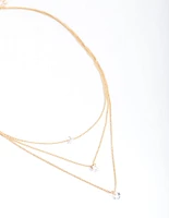 Gold Classic Diamante Layered Necklace