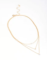 Gold Classic Diamante Layered Necklace