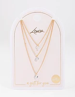 Gold Classic Diamante Layered Necklace