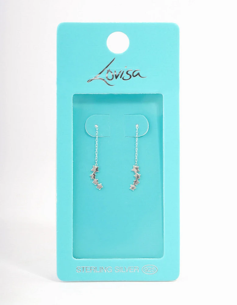 Sterling Silver Star Threader Earrings