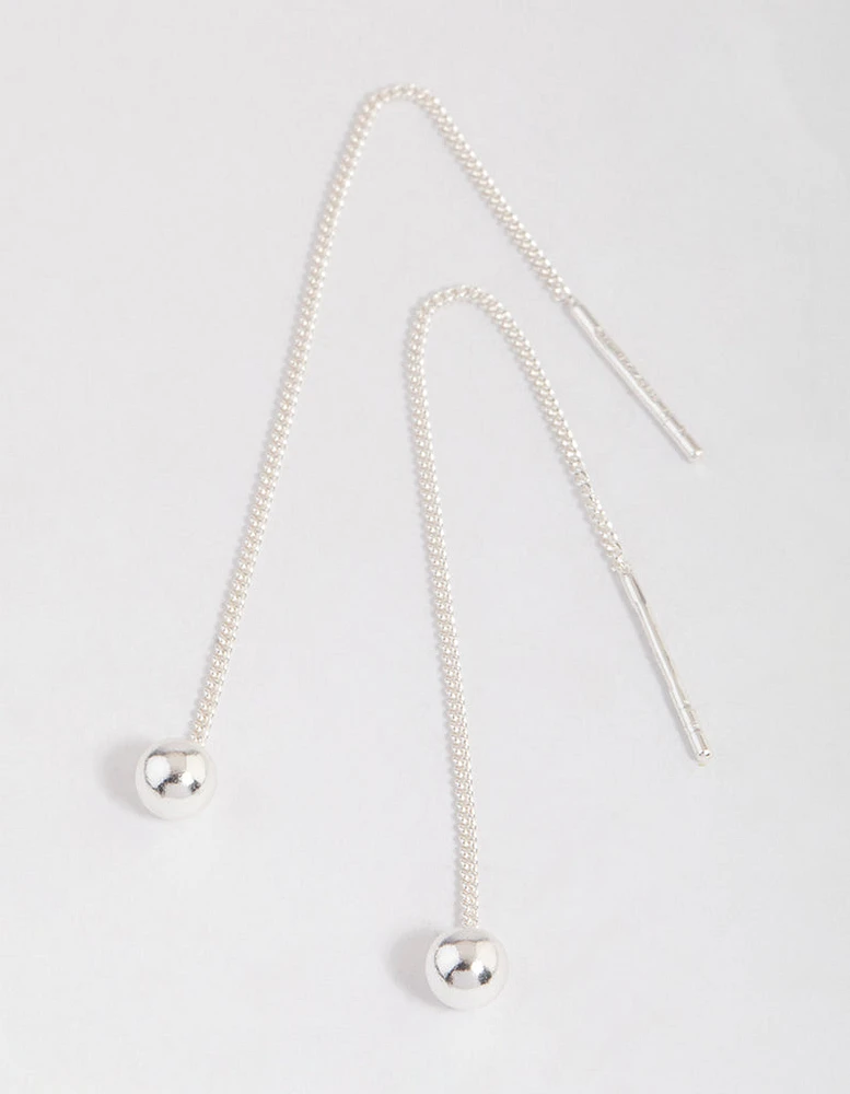 Sterling Silver Ball Threader Earrings