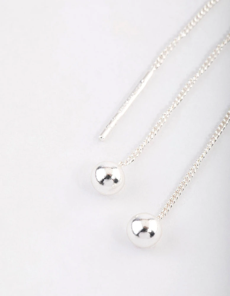 Sterling Silver Ball Threader Earrings