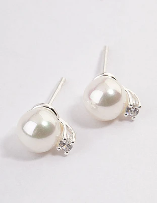 Sterling Silver Pearl Stud Earrings