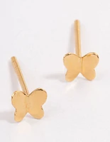 Gold Plated Sterling Silver Polished Butterfly Stud Earrings