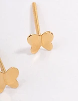 Gold Plated Sterling Silver Polished Butterfly Stud Earrings