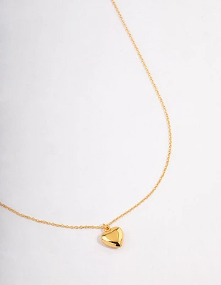 Gold Plated Sterling Silver Puffed Heart Necklace