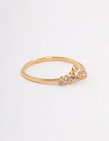 Gold Plated Sterling Silver Wishbone Cubic Zirconia Ring