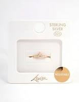 Gold Plated Sterling Silver Wishbone Cubic Zirconia Ring