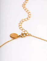 Gold Plated Stainless Steel Teardrop Stone Pendant Necklace